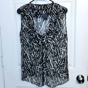 Tahari Sleeveless Animal Print Sheer top